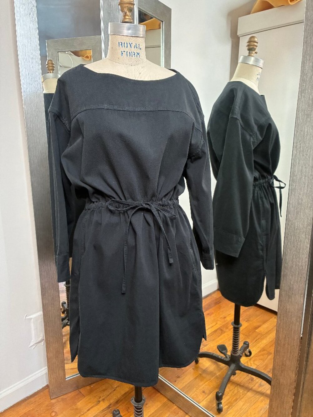 Uniqlo Black Denim Tunic Dress, Knee Length, Size XS